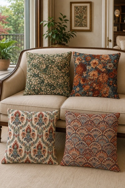 EVPANYA Autumn Flowers Patterned 4-Piece Throw Pillow Cover Set