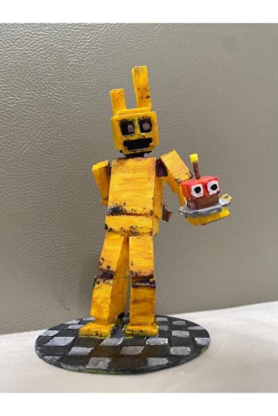 Nova FNAF 8-Bit Spring Bonnie Figürü 12 cm Çıkarılabilir Maskeli - Mor Adam v...