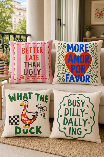 EVPANYA Better Late Patterned 4-Piece Throw Pillow Cover Set