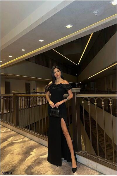 Şeker Portakalım Βραδινό φόρεμα με τετράγωνο σκίσιμο, κοντό φόρεμα με μανίκια