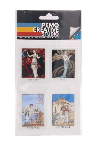 PEMO Creative Studio Vintage Poster Sticker Seti 4 Parça Tül ve İpek UV DTF K...