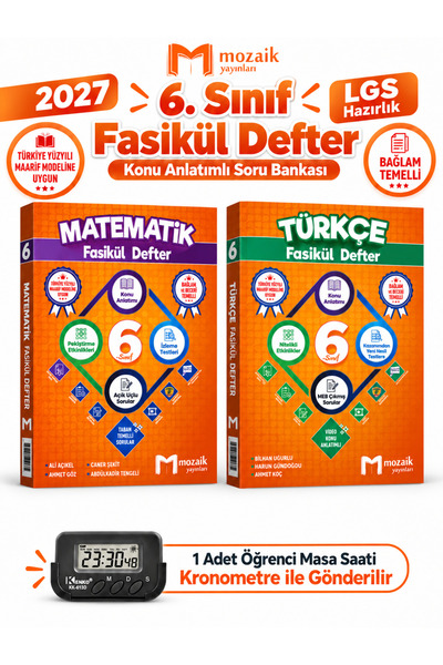 Mozaik Yayınları 2027 6.Sınıf Matematik-Türkçe %100 Maarif Modele Uygun Bağla...