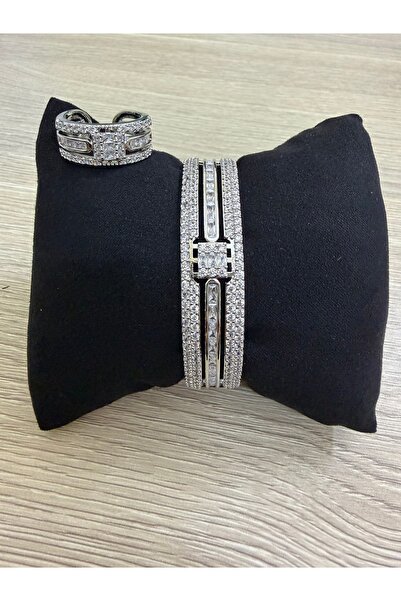 miral High Quality Diamond Precision Zircon Bracelet and Ring Set (Open Size ...