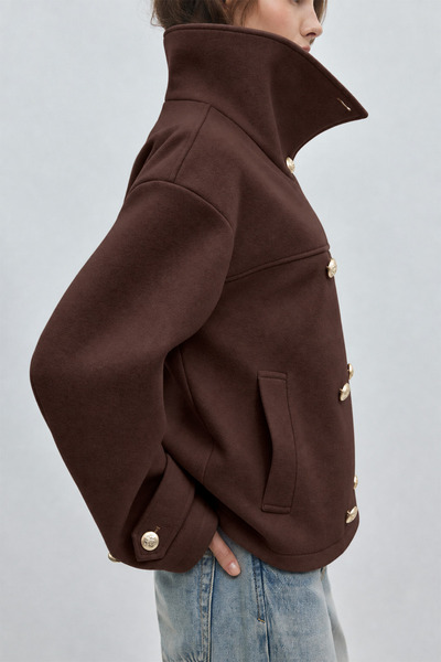 MANMARK High Collar Anti-Pilling Fabric Women's Cashmere Coat Jacket