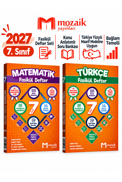 Mozaik Yayınları 2027 7.Sınıf Matematik-Türkçe %100 Maarif Modele Uygun Bağla...