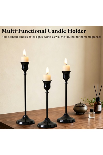 Home Zone Three Sizes Candlestick Holders Modern Minimalist Candle Stand for ...