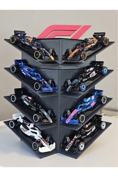 Formula 1 F1 Temalı 8 Araçlık Sergileme Standı – Yarış Arabası Rafı 3D Baskı Dekoratif Stand