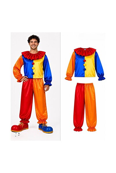 evimdeyokyok Shiny satin colorful clown costume top and bottom 2-piece set