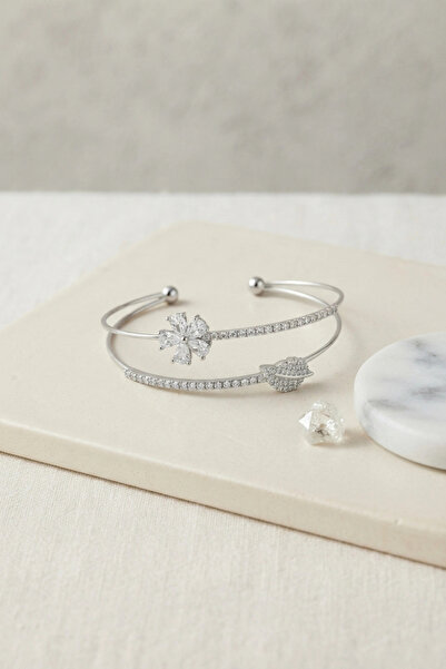 Lovesta Home Silver Color Zircon Stone Flower Model Women's Bracelet Tj-Bb8877