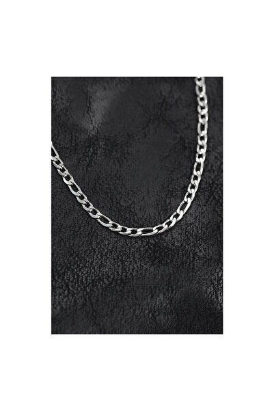 evimdeyokyok 316L Steel Silver Color Figaro Chain Model Men's Necklace Tj-Erk...