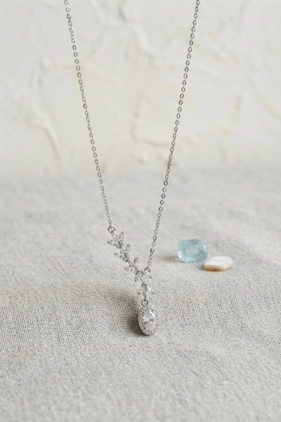 Lovesta Home Brass Silver Color Row Zircon Stone Model Women's Necklace Tj-Bk...