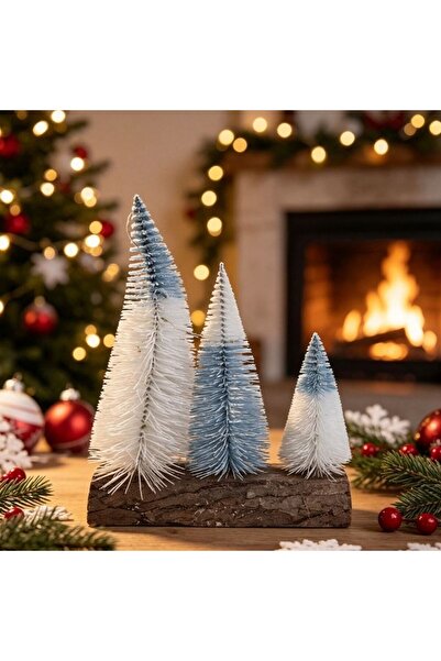 idei Christmas decoration mini trees on a wooden base, dimensions 24×14 cm, C...