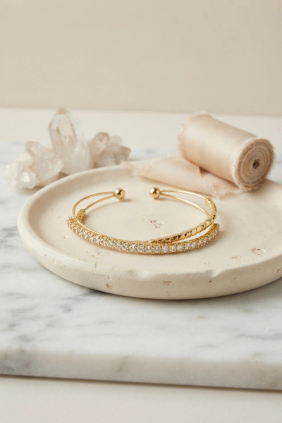 Lovesta Home Gold Color Zircon Stone Dorical Model Women's Bracelet Tj-Bb8876