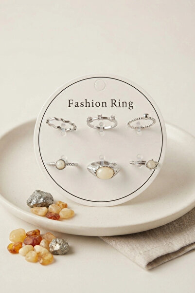Lovesta Home Silver Color Brass Vintage Detailed 6-Piece Ring Set Byk4316 Tj-...