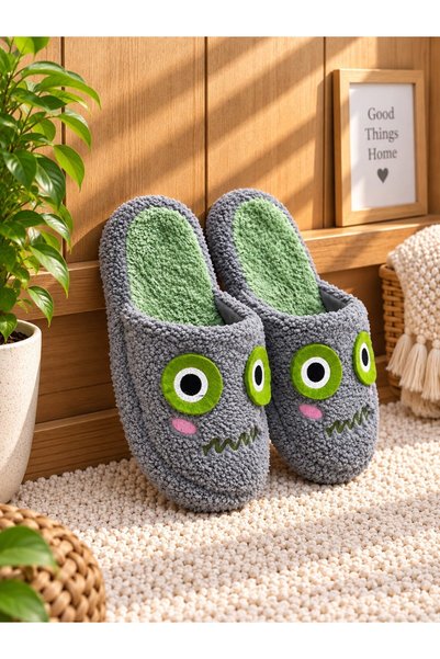 Moda Frato 3'lü Paket MONSTER Kadın Terlik Ev Terliği Ses Yapmayan Taban Yumuşak Rahat Terlik