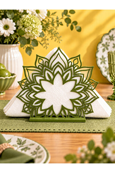 Tilekey Seramik Decorative Napkin Holder with Mandala Motif – Floral Patterne...