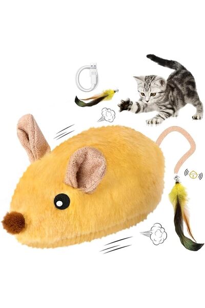 XICEN Interactive Cat Toy Mouse, mouse toy, rechargeable Electric Feather Tai...