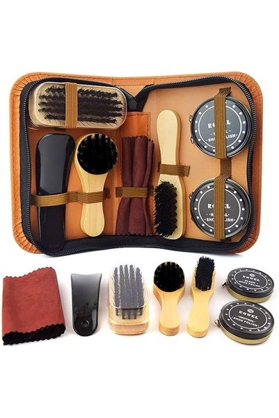 Goodern 8 PCS Shoe Shine Kit,Portable Travel Shoe Shine Brushes Set with Zipp...