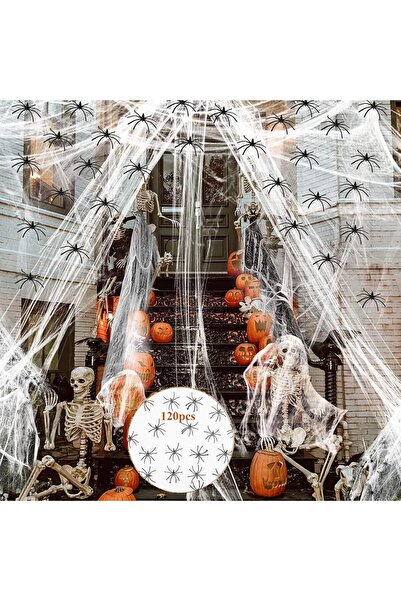 Generic Halloween Decorations 1000 sqft Spider Webs with 120 Fake Spiders,Hal...