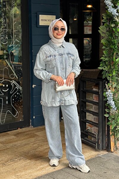 Moodbasic PREMIUM BONCUK PÜSKÜLLÜ DENİM CEKET
