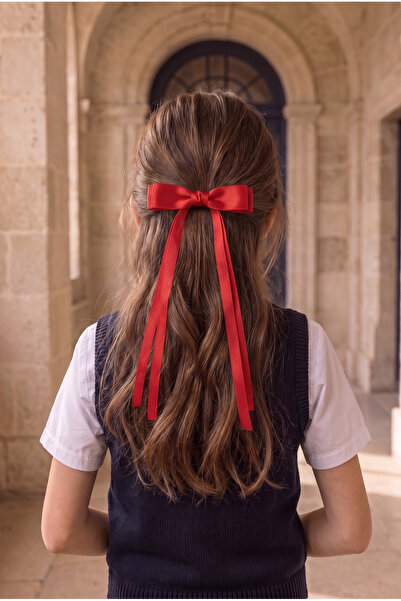 Katia&Bony Satin Bow with Thin Ribbon Bow Buckle Red