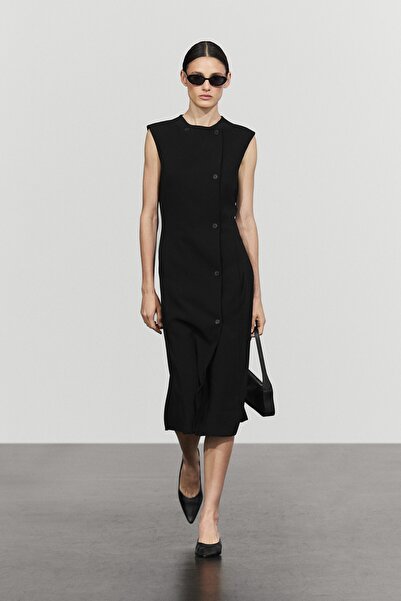 Massimo Dutti Düğmeli midi elbise