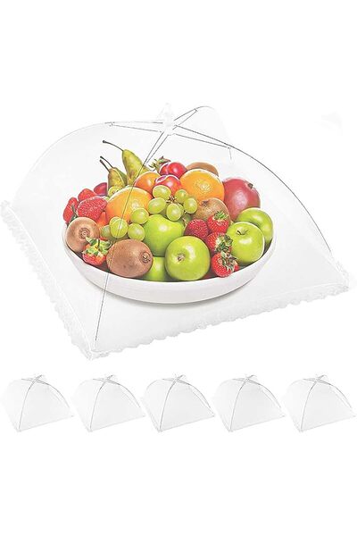 Arabest 6 Pcs Pop-up Mesh Food Cover,Foldable Umbrella Design Food Tent,Reusa...