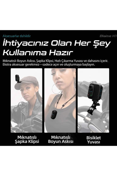 BLAISE K1 Aksiyon Kamera + 32Gb SD Kart Hediyeli