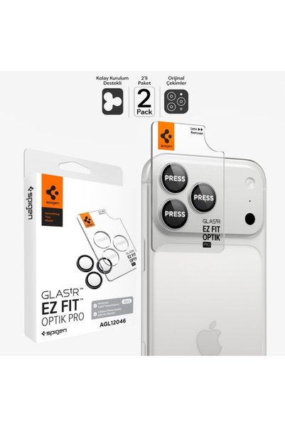 Spigen Optik Pro EZ Fit Camera Lens Protector 2-Pack, Silver for iPhone 18 Pr...