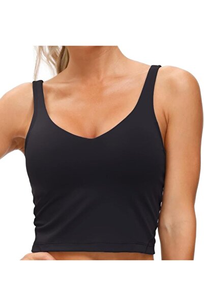 GENERAL THE GYM PEOPLE Womens' Longline Sports Bra Medium Support Workout Tan...