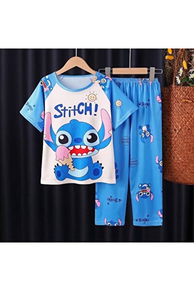 KAZUKO طقم بيجامة أطفال ولادي قطعتين بتصميم "ستيتش" (Stitch) - ملابس نوم منزل...