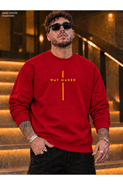 caddekombin Men's Yellow Typographic Way Maker Written Crew Neck Casual Regul...