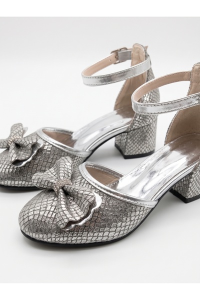 CAMOLLA Silver Bow Princess Girls' High Heels
