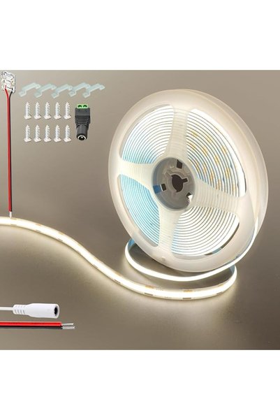 GENERAL شريط إضاءة LED بتقنية COB بقوة 12 فولت (بدون مصدر طاقة)، 16.4 قدم/5 م...
