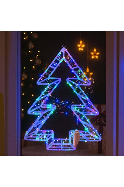 JML Decorațiune de Crăciun 45x40cm, Model de brad 3D, cu lumină LED multicolo...
