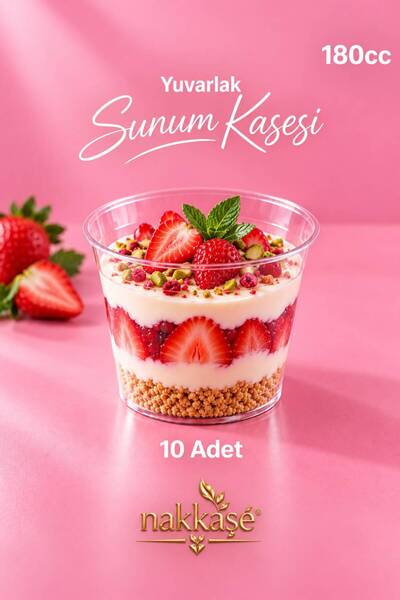nakkaşée 10 'Lu Plastik Kase Bodega Yuvarlak Magnolia Tatlı Sunum Bardağı Mik...