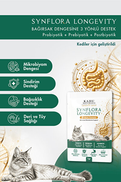 Kahu Naturals Spiritually Connected Synflora Longevity Kediler İçin Probiyoti...