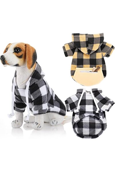 NALACAL 2 Plaid Dog Hoodies Buffalo Dog Hooded Sweatshirts Cold Weather Coats...
