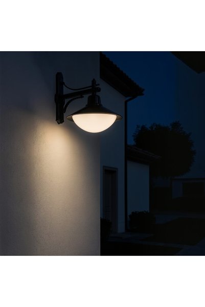 Yakan Aydınlatma Rumeli Outdoor Garden Wall Sconce Plastic E27 Opal Ellipse Globe 1 Piece