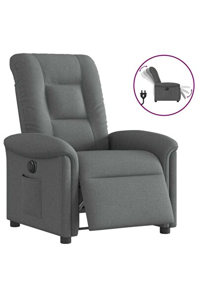 vidaxl Fotoliu rabatabil electric, gri închis, material textil