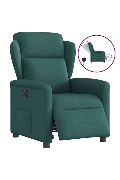 vidaxl Fotoliu rabatabil electric, verde închis, material textil