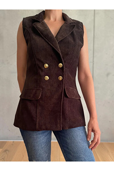 BEBE PLUS Double-Breasted Collar Gold Detail Button Velvet Line Textured Blaz...