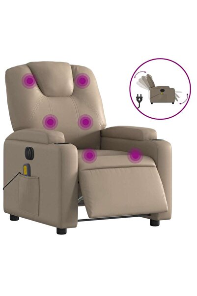vidaxl Fotoliu electric masaj rabatabil, cappuccino, piele ecologică