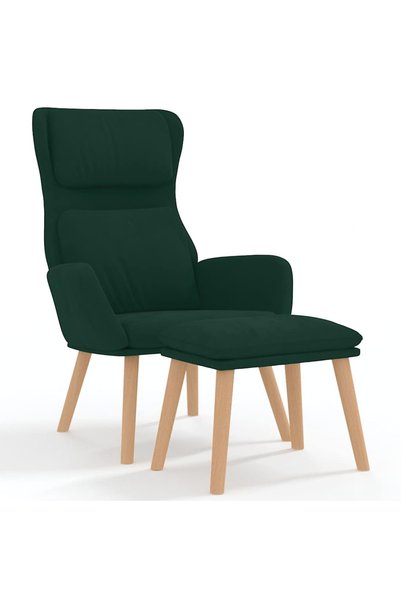 vidaxl Scaun de relaxare cu taburet, verde închis, catifea