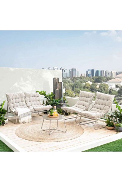 PAN HOME Amaarah Outdoor Sofa Set 2+1+1+coffee Table - Cream
