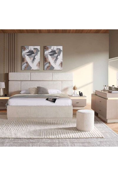 PAN HOME طقم غرفة نوم كوينسي 6 قطع 180x200 سم - رمادي