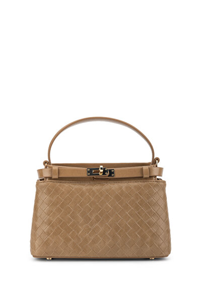 Tamer Tanca Women's Faux Leather Taupe Shoulder Bag