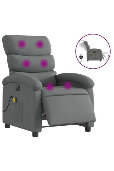 vidaxl Fotoliu electric de masaj rabatabil, gri închis, textil