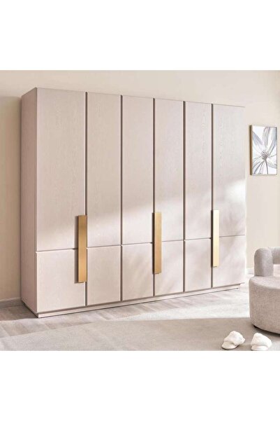 PAN HOME Roma 6 Door Wardrobe - Cream