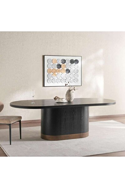PAN HOME Plugari 8 Seater Dining Table Veneer - Black & Brown